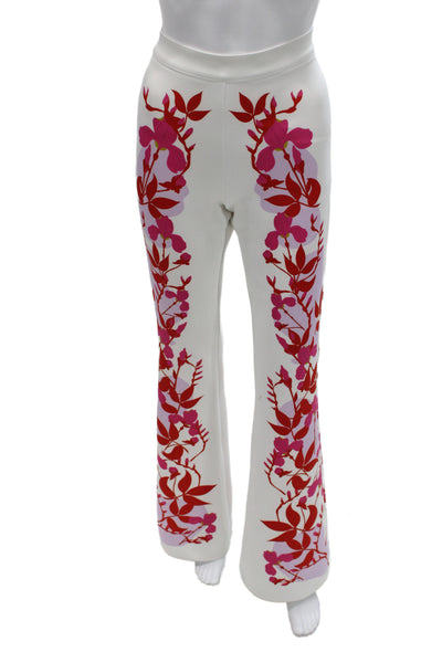 Cynthia Rowley Womens White Floral Dress Pants Polyester Zip Size 6
