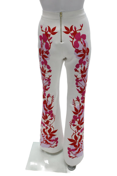 Cynthia Rowley Womens White Floral Dress Pants Polyester Zip Size 6
