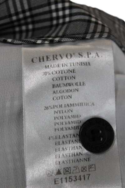 Chervo Unisex Adults Bermuda Shorts Gray Check Cotton Size 46