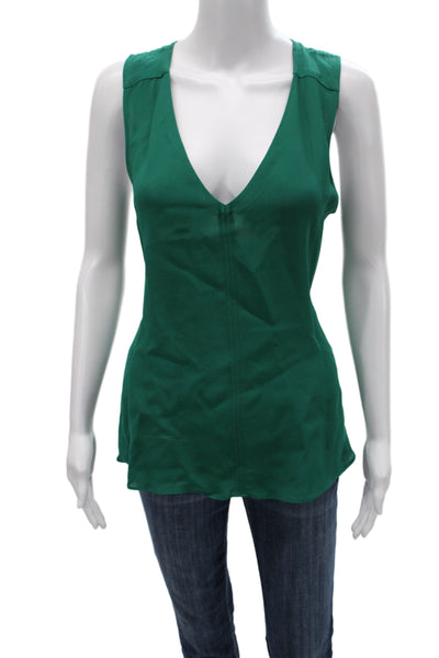 J Crew Womens Basic V-Neck Green Tank Size 8