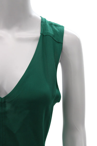 J Crew Womens Basic V-Neck Green Tank Size 8