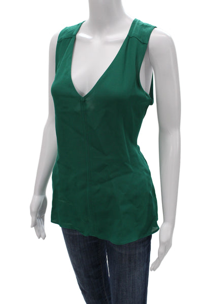 J Crew Womens Basic V-Neck Green Tank Size 8