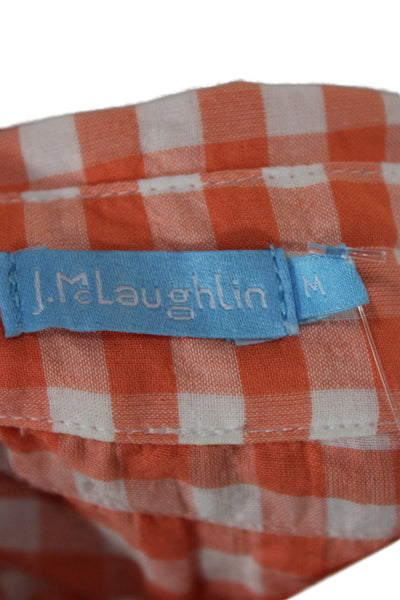 J. Mclaughlin Women Orange Check Button Up Long Sleeve Size M
