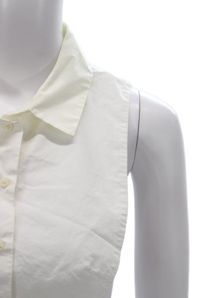 COS Womens Cropped Sleeveless Button Up White Cotton Collared Top Size 2XS