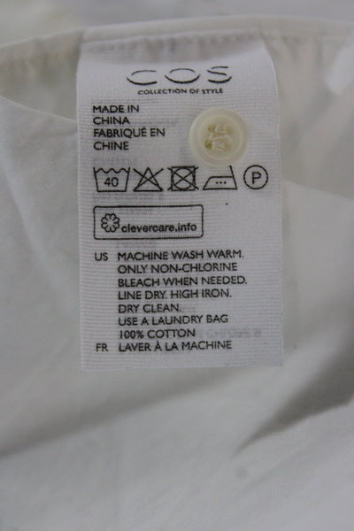 COS Womens Cropped Sleeveless Button Up White Cotton Collared Top Size 2XS