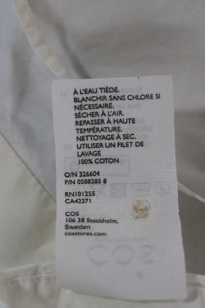 COS Womens Cropped Sleeveless Button Up White Cotton Collared Top Size 2XS