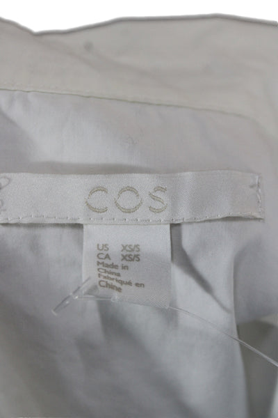 COS Womens Cropped Sleeveless Button Up White Cotton Collared Top Size 2XS