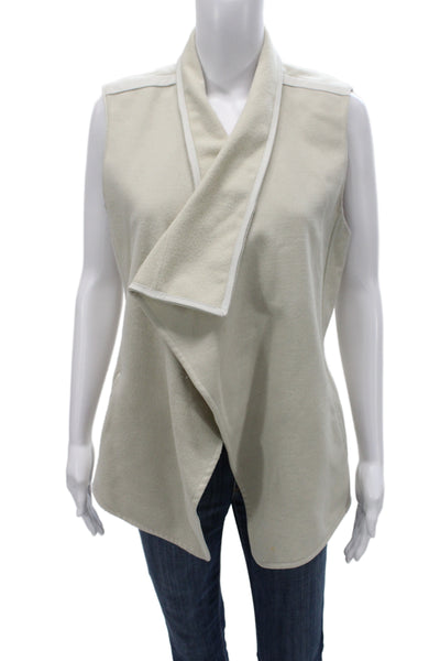 Vince Womens Beige Sleeveless Polyester Vest Open Front Size M