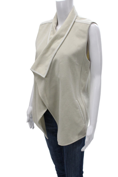 Vince Womens Beige Sleeveless Polyester Vest Open Front Size M