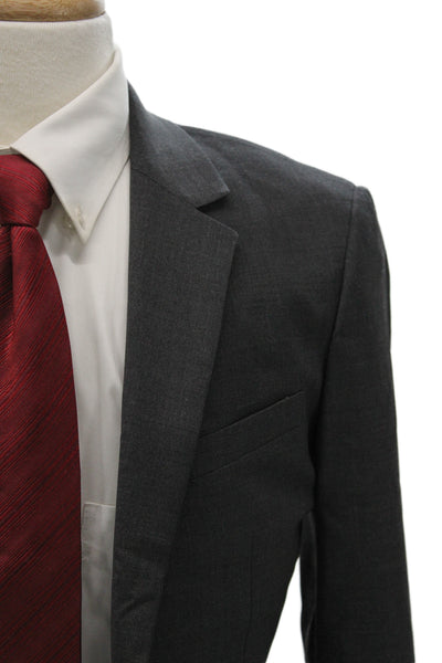 Theory Mens Gray Wool Blend Suit Jacket Button Solid Business Size 36