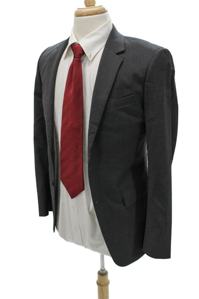 Theory Mens Gray Wool Blend Suit Jacket Button Solid Business Size 36
