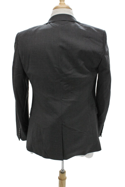 Theory Mens Gray Wool Blend Suit Jacket Button Solid Business Size 36