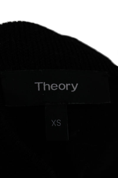 Theory Unisex Adults Black Merino Wool Mock Neck Pullover Sweater Size XS
