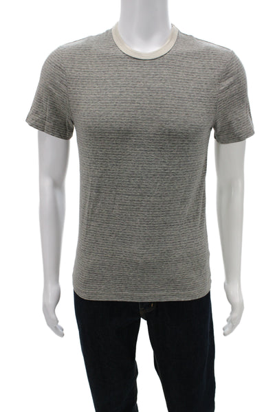 Standard James Perse Men Basic Gray Striped Cotton Crew Neck T-Shirt Size S