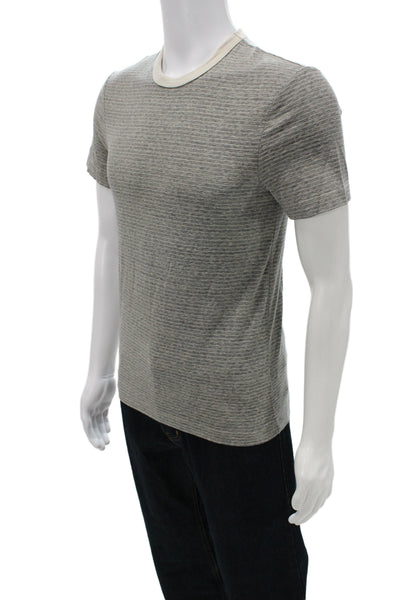 Standard James Perse Men Basic Gray Striped Cotton Crew Neck T-Shirt Size S