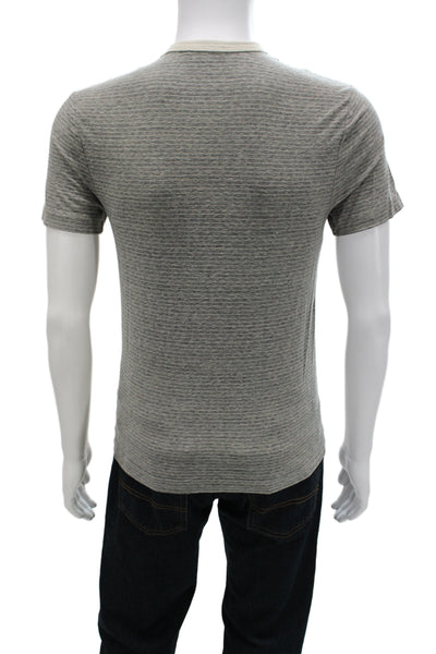 Standard James Perse Men Basic Gray Striped Cotton Crew Neck T-Shirt Size S