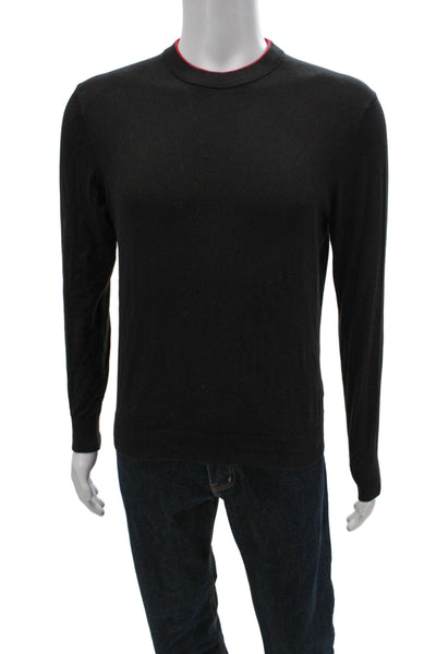 Paul Smith Mens Black Cotton Pullover Sweater Round Neck Long Sleeve Size S