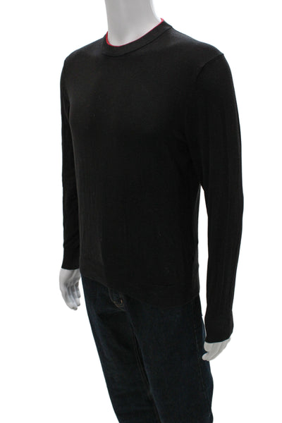 Paul Smith Mens Black Cotton Pullover Sweater Round Neck Long Sleeve Size S
