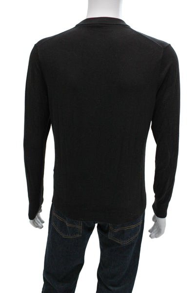 Paul Smith Mens Black Cotton Pullover Sweater Round Neck Long Sleeve Size S
