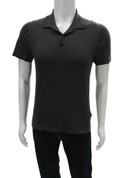 James Perse Mens Short Sleeves Polo Shirt Grey Cotton Size 0
