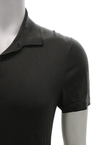 James Perse Mens Short Sleeves Polo Shirt Grey Cotton Size 0