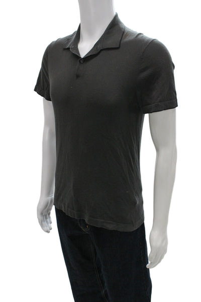 James Perse Mens Short Sleeves Polo Shirt Grey Cotton Size 0