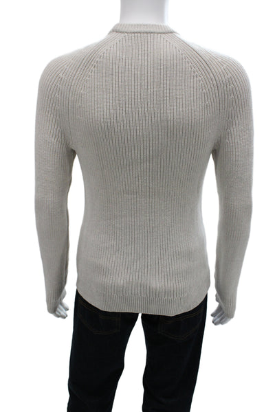 Theory Unisex Pullover Sweater Merino Wool Crew Neck Beige Size XS