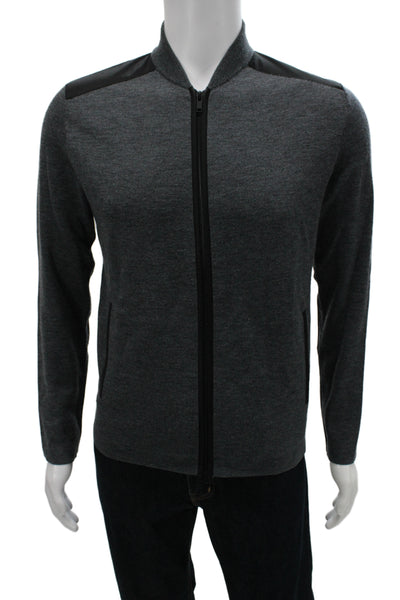 Theory Mens Track Jacket Merino Wool Gray Zip V-Neck Size XS