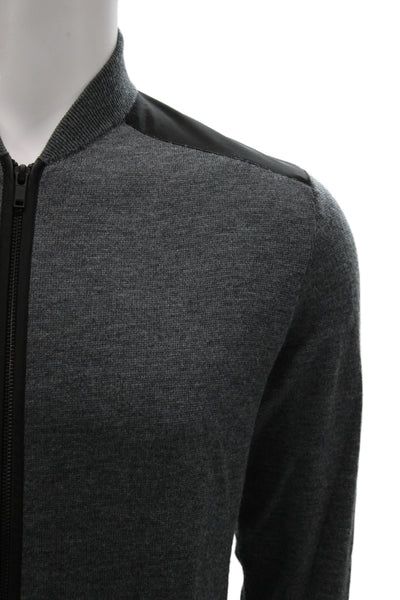 Theory Mens Track Jacket Merino Wool Gray Zip V-Neck Size XS