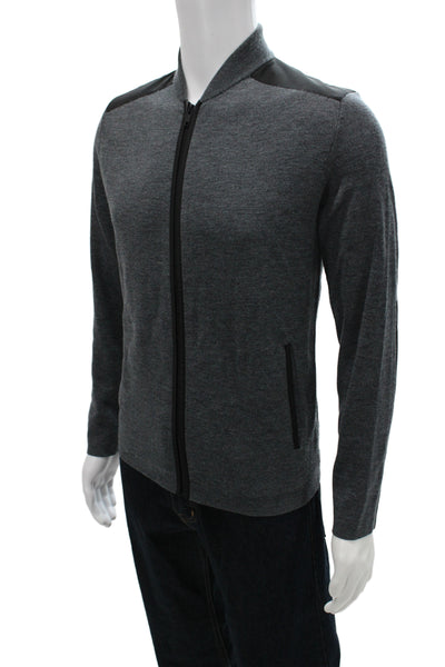 Theory Mens Track Jacket Merino Wool Gray Zip V-Neck Size XS
