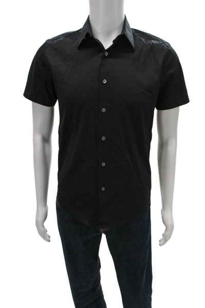 Theory Mens Button Down Sylvain S Shirt Black Cotton Size Extra Small