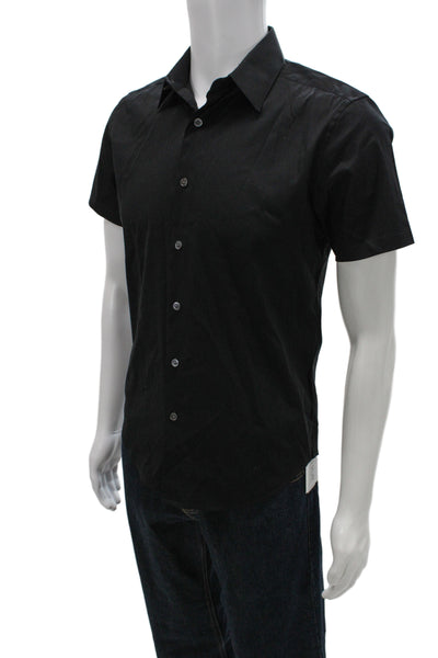 Theory Mens Button Down Sylvain S Shirt Black Cotton Size Extra Small