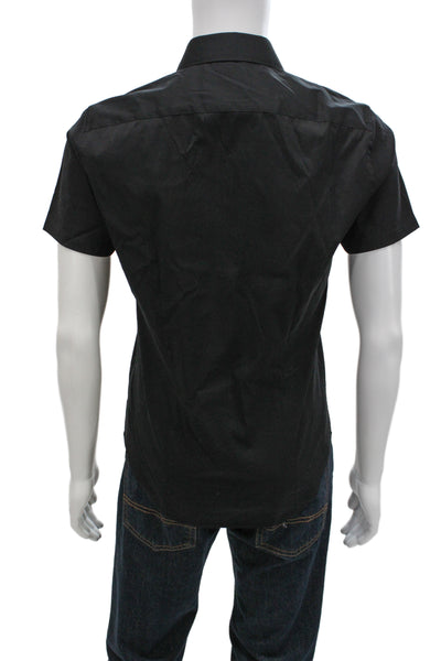 Theory Mens Button Down Sylvain S Shirt Black Cotton Size Extra Small