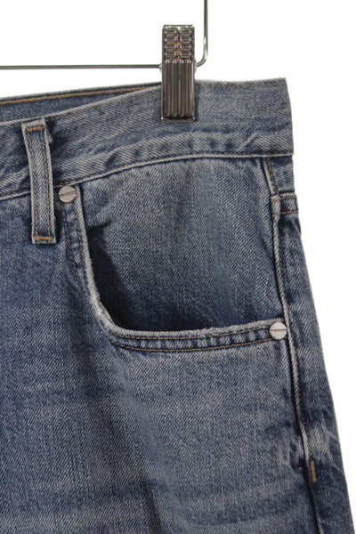 TWP Unisex Adults Wide-Leg Blue Vintage Cotton Jeans Mid Rise Inseam 32 Size 26