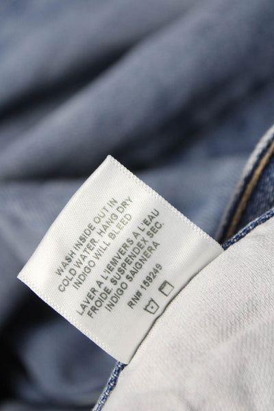 TWP Unisex Adults Wide-Leg Blue Vintage Cotton Jeans Mid Rise Inseam 32 Size 26