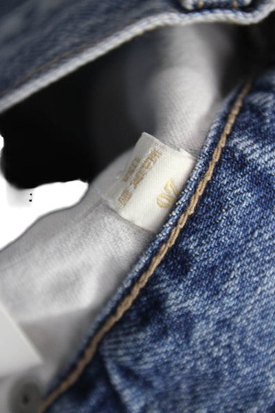 TWP Unisex Adults Wide-Leg Blue Vintage Cotton Jeans Mid Rise Inseam 32 Size 26
