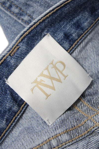TWP Unisex Adults Wide-Leg Blue Vintage Cotton Jeans Mid Rise Inseam 32 Size 26