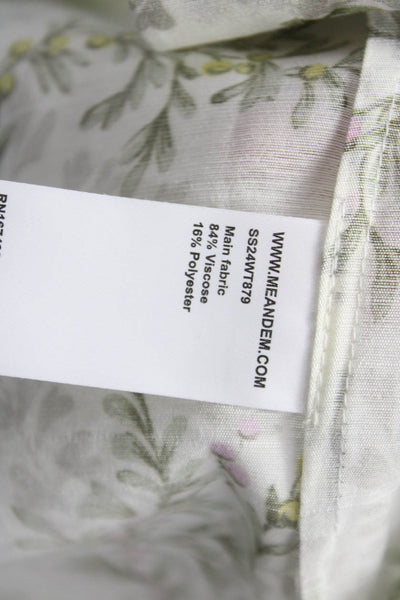 Me + Em Womens Multicolor Floral Viscose Collared Blouse 3/4 Sleeve Size 2