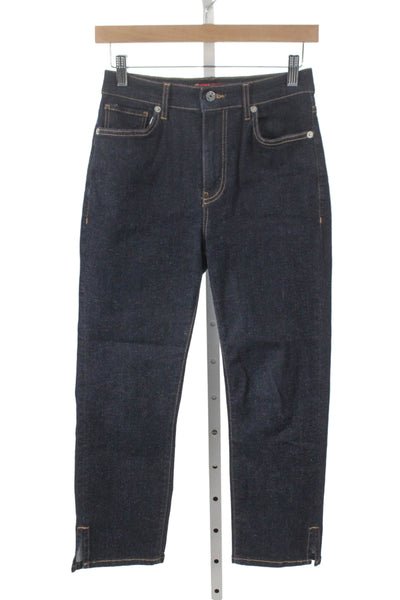 MNG Women Cropped High Rise Blue Cotton Jeans Size 4