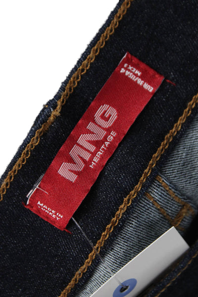 MNG Women Cropped High Rise Blue Cotton Jeans Size 4