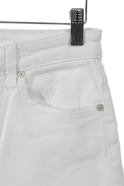 CQY Womens White Button High Rise Straight Jeans Cotton Size 27