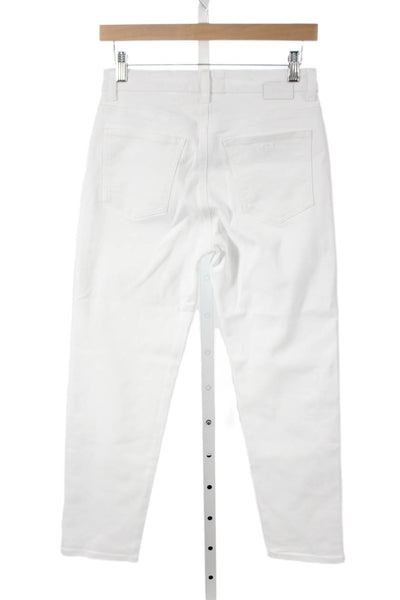 CQY Womens White Button High Rise Straight Jeans Cotton Size 27