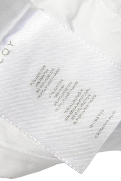 CQY Womens White Button High Rise Straight Jeans Cotton Size 27
