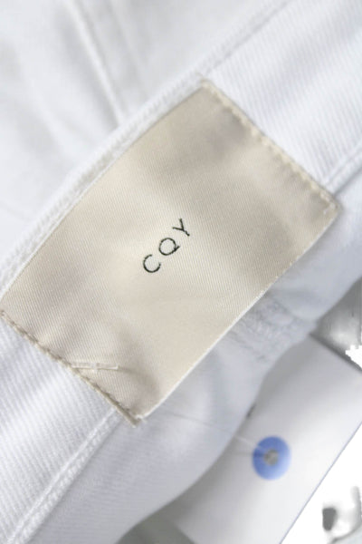 CQY Womens White Button High Rise Straight Jeans Cotton Size 27