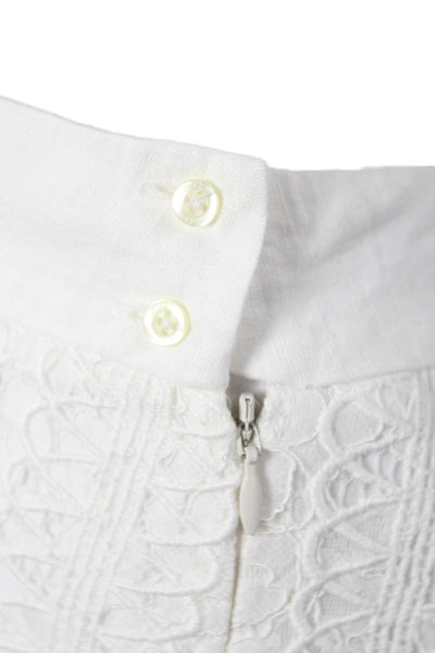 120% Lino Women Hot Pants White Cotton Button Bohemian Size 42