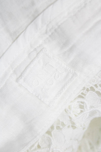 120% Lino Women Hot Pants White Cotton Button Bohemian Size 42