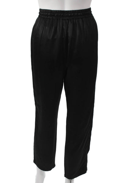 Hale Bob Womens Capri Lounge Pants Black Silk Blend Drawstring Size S