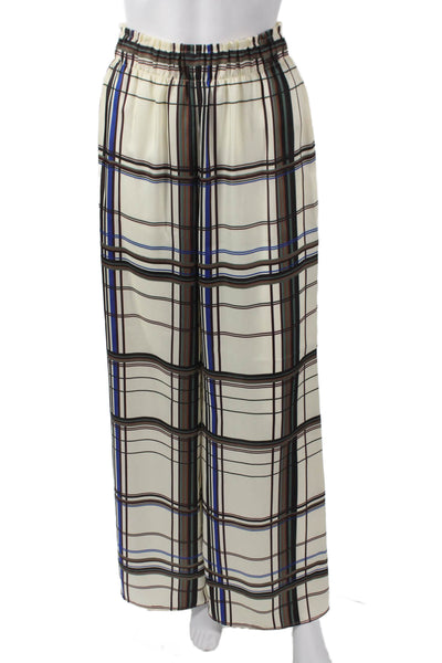 Natan Women Dress Pants Beige Plaid Pull On Polyester Size 38