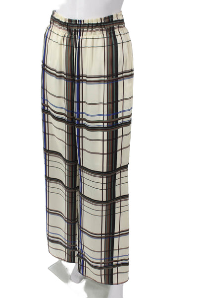 Natan Women Dress Pants Beige Plaid Pull On Polyester Size 38