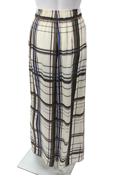 Natan Women Dress Pants Beige Plaid Pull On Polyester Size 38